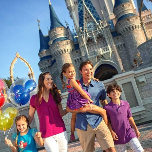 Family enjoying a magical vacation at Disney World Orlando with children and themed attractions