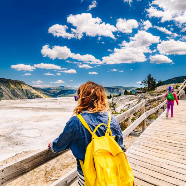 Family exploring a scenic national park in the USA